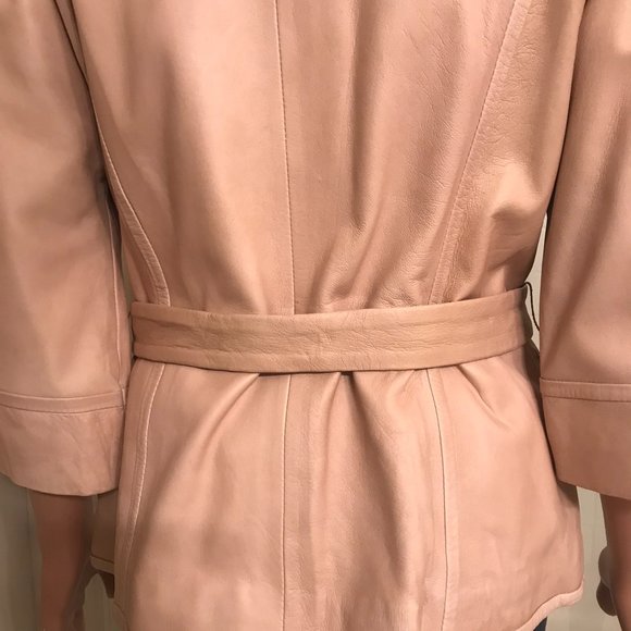 Nordstrom Leather Jacket with belt and closure with 5 hidden buttons. - Picture 8 of 12